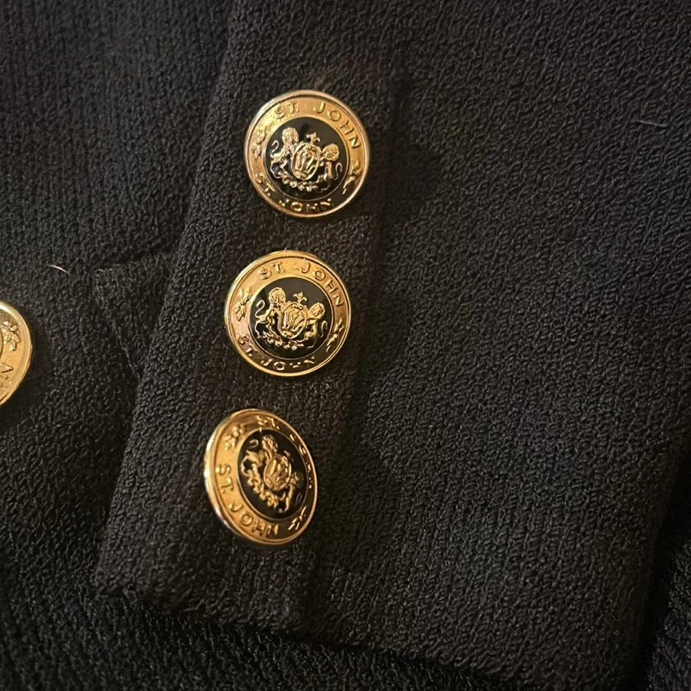 St. John Basics Double Breasted Santana Knit Jacket in Black - Picture 9 of 12